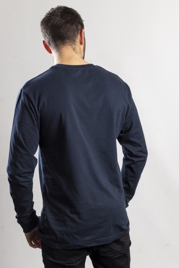 Hernyó Védjegy Banner Hosszú Ujjú Póló Sötét Tengeri