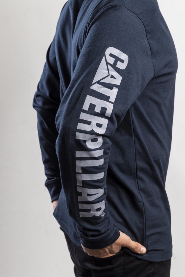 Hernyó Védjegy Banner Hosszú Ujjú Póló Sötét Tengeri